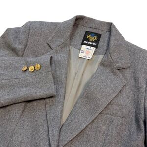 Vintage Panther Gray Wool Blazer Gold Crest Buttons Union Made in USA Women 6